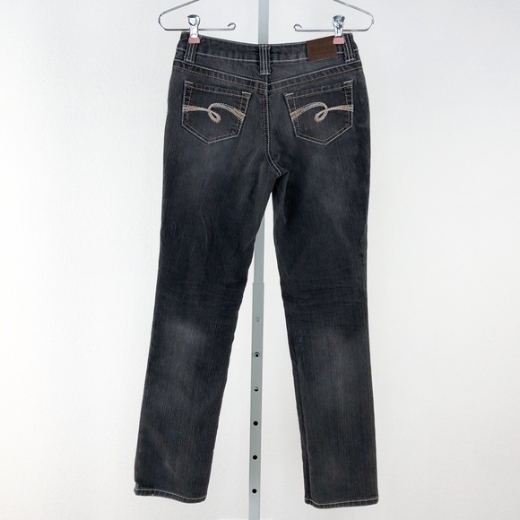 Justice Faded Black Straight Leg Jeans, 12 R - Picture 4 of 8